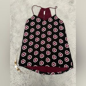 Express Black and Burgundy Floral Spaghetti Strap Tank size XS